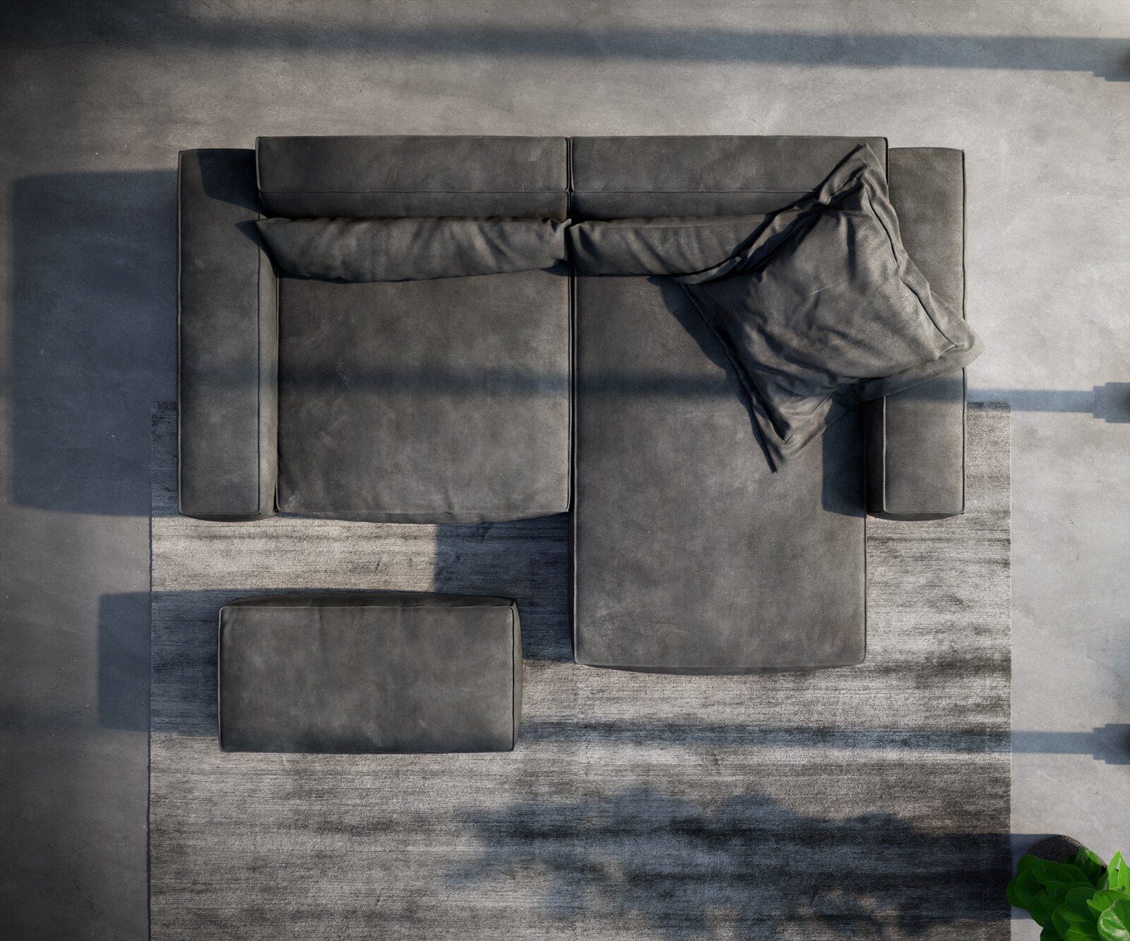 Sofa narożna Sirpio XL 270x170cm skóra ekologiczna antracyt vintage szezlong z możliwością zmiennego ustawienia z pufem 3