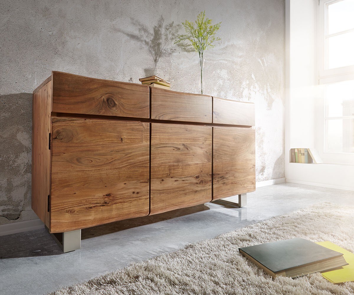 Komoda Live-Edge 172 cm akacja naturalna 4 drzwi 4 szuflady 1
