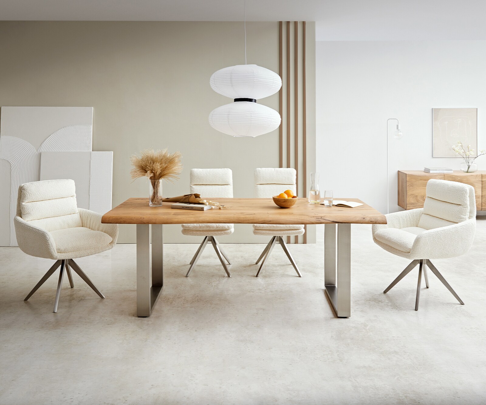 Stół do jadalni Edge 180x90cm XL akacja naturalna stal nierdzewna wąska rama live-edge 1