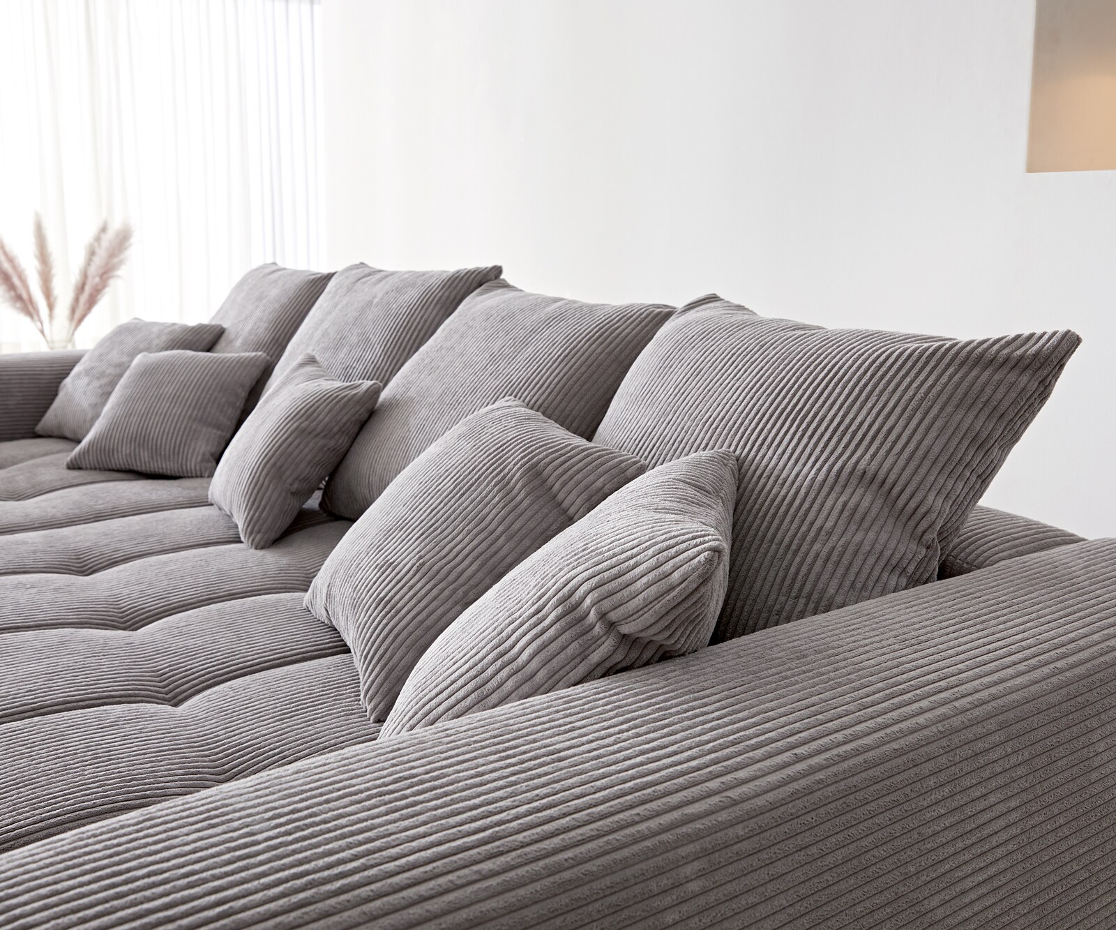 Sofa narożna Josea 300x220 cm sztruks srebrno-szary szezlong lewy 5