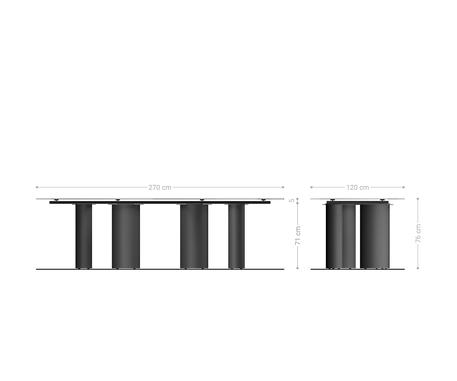 Stół do jadalni Edge kształt beczki 270x120cm ceramika Iris FMG Onice Grigio rama Pilier metal kolor tytanowy 8