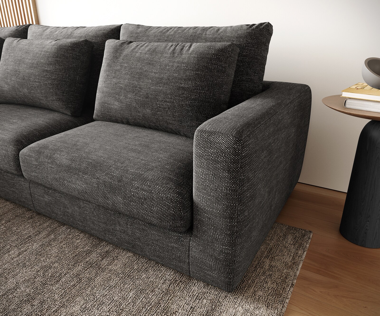 Sofa narożna Isla 330x225cm szenil antracyt szezlong lewy 4
