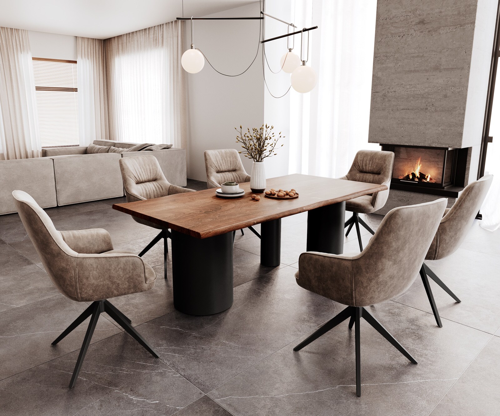 Stół do jadalni Edge 200x100 cm akacja brązowa rama Troa metal czarny 5