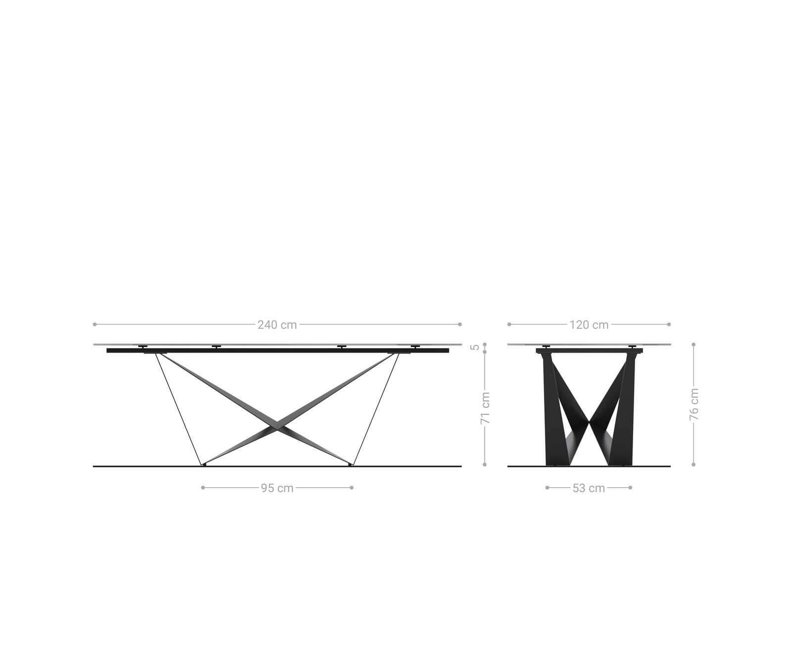 Stół do jadalni Edge kształt beczki 240x120cm ceramika Calacatta Luxe biało-złoto-szary rama Spider stal nierdzewna 8