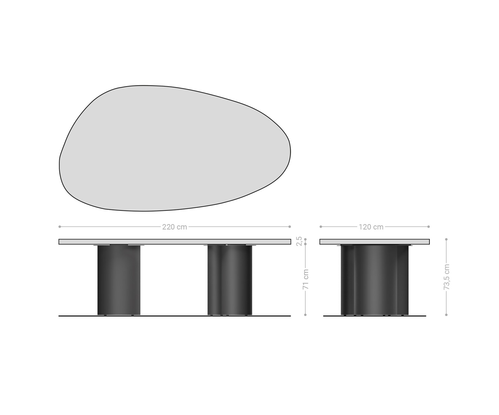 Stół do jadalni Edge owalny 220x120x2,5cm dąb naturalny rama Troa metal czarny krawędź flow-edge 7