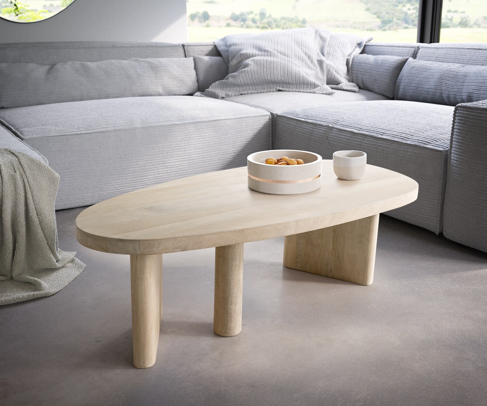 Stolik kawowy Wido 110x50 cm mango kolor bielony