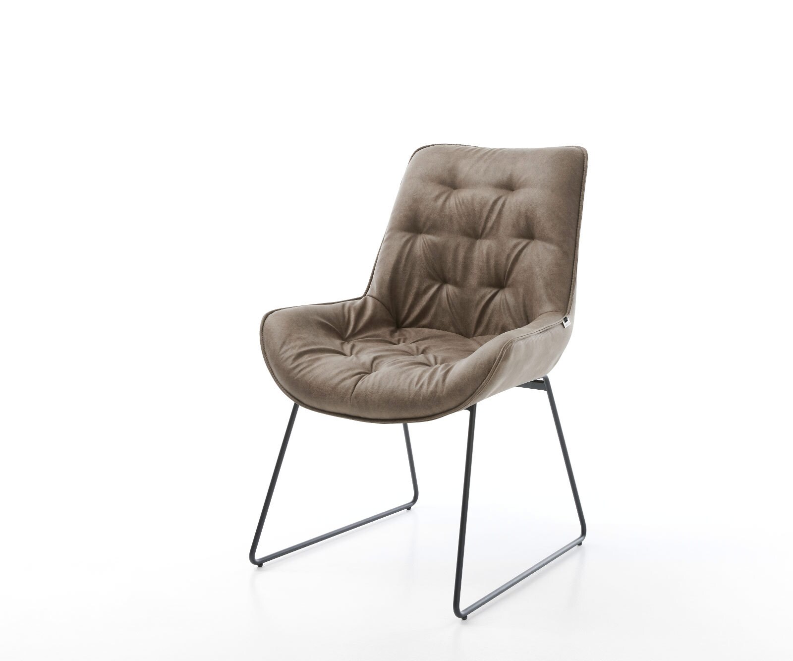 Krzesło do jadalni Taimi-Flex skóra naturalna czarna rama wspornikowa płaska czarna 5