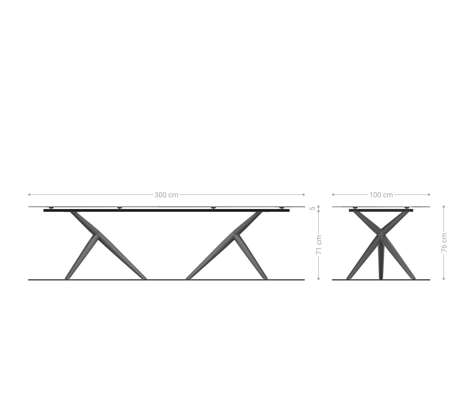 Stół do jadalni Edge 300x100cm szkło reliefowe dymione czarne efekt 3D rama Estelar metal czarny 7