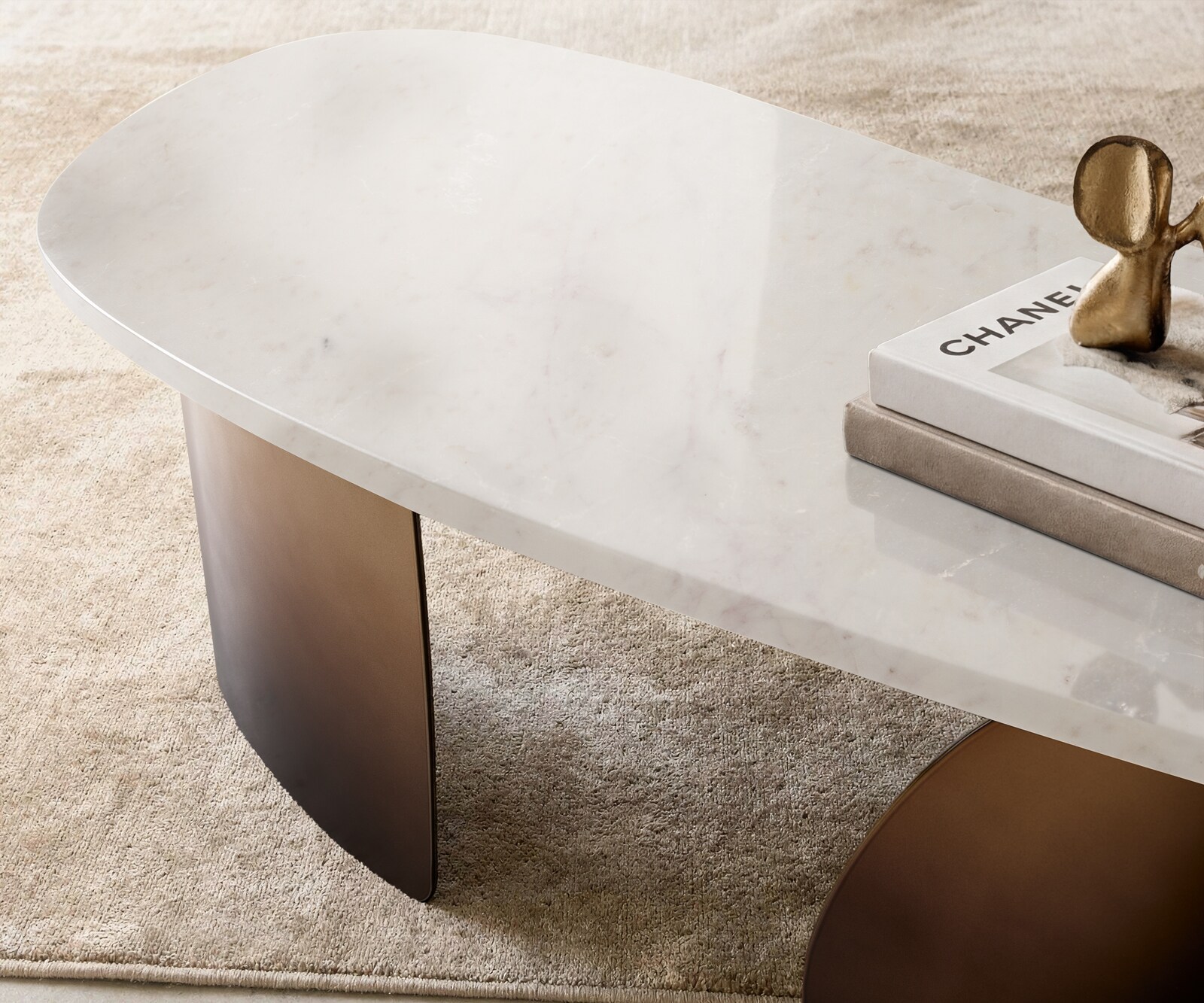 Stolik kawowy Marvello stolik kawowy 100x50 cm marmur White metal Gold Fusion Finish 3