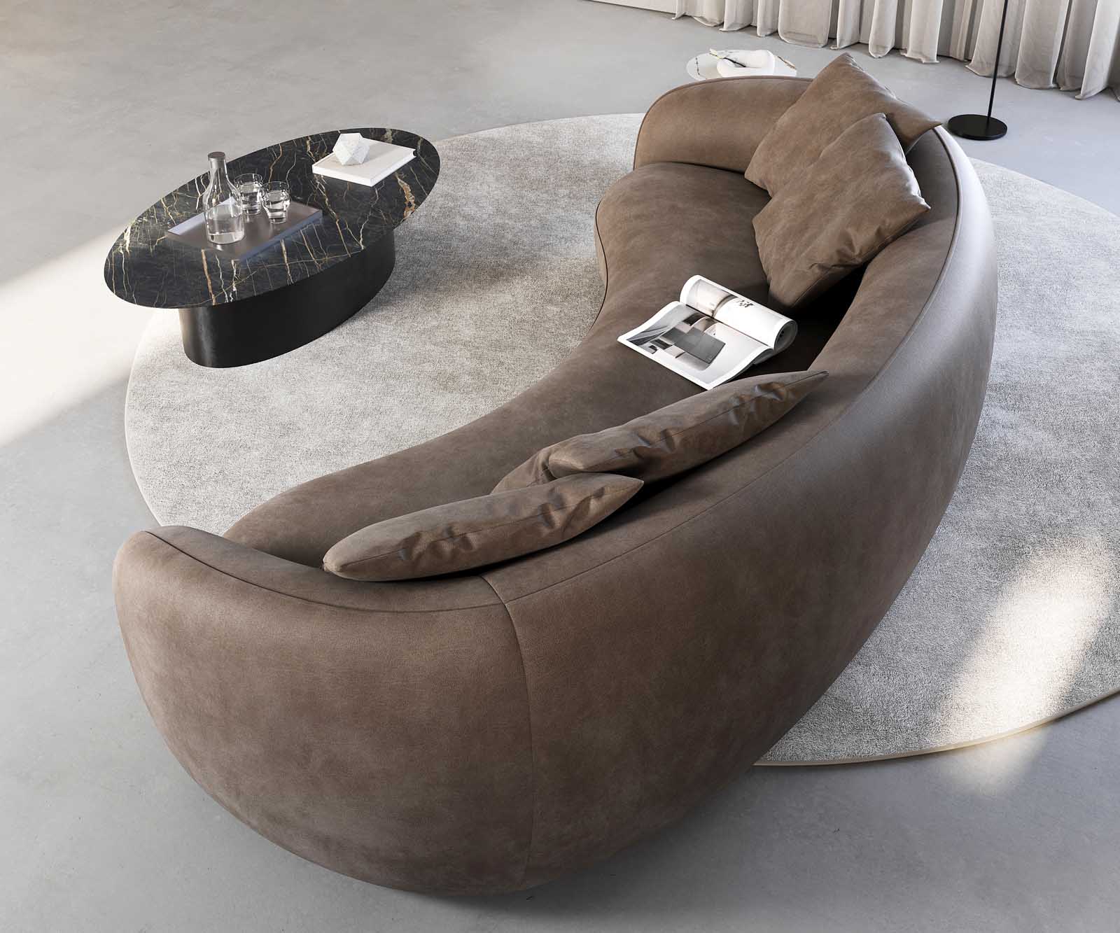 Sofa 3-osobowa Larna 260x120 cm mikrofibra szaro-brązowa vintage 4