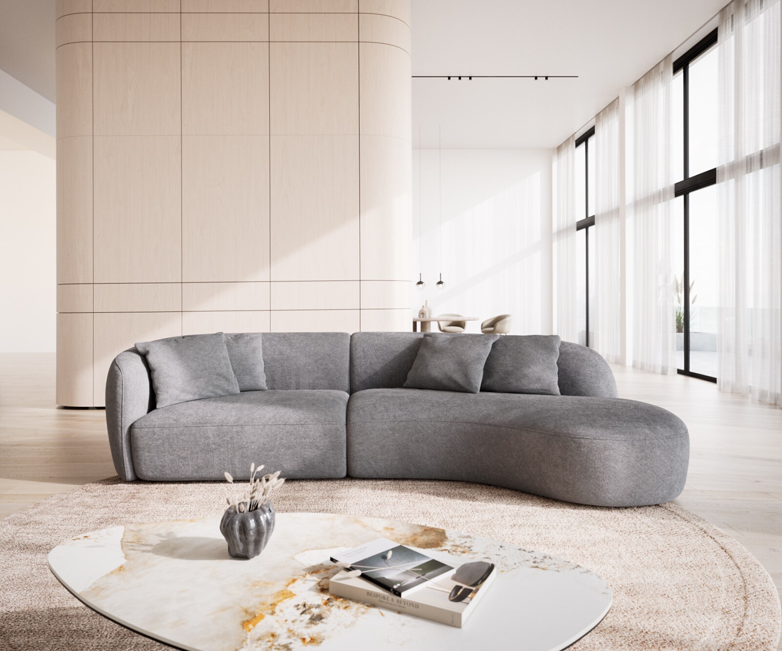 Sofa Mairi 330x160cm bouclé kremowo-biały 3