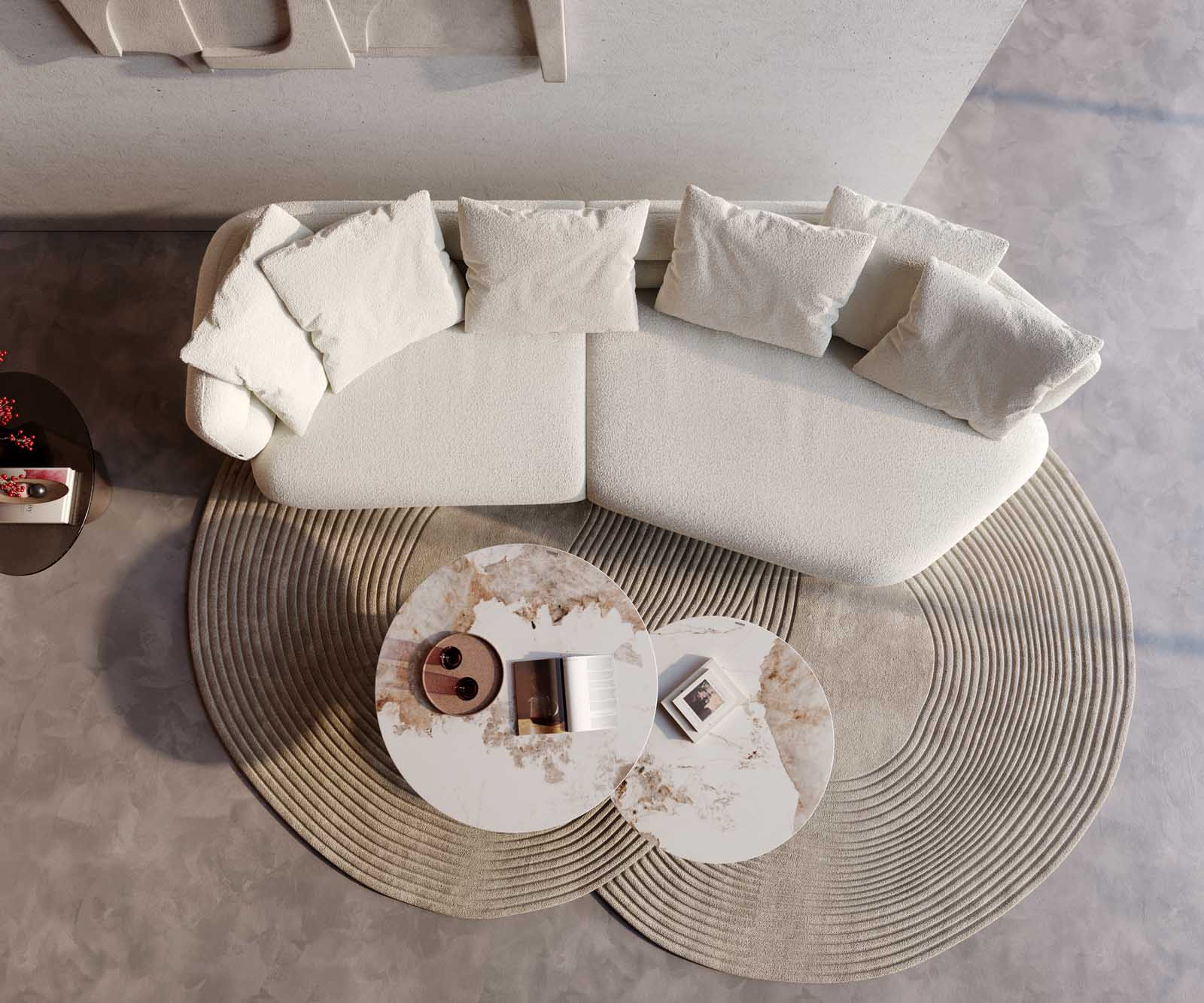 Sofa Roya 320x140cm bouclé kremowo-biały 4