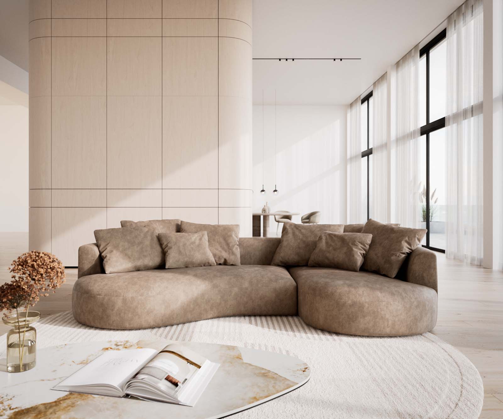 Sofa Edina 330x170cm mikrofibra szaro-brązowa vintage 1