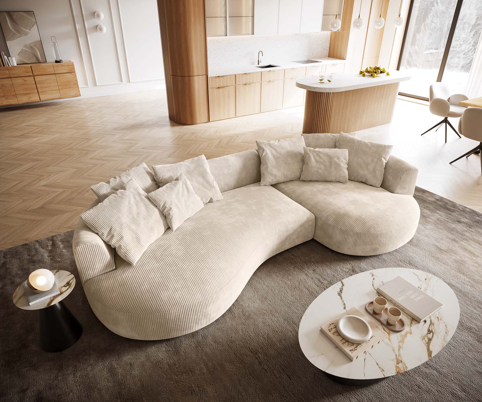 Sofa Edina 330x170cm sztruks beżowy 3