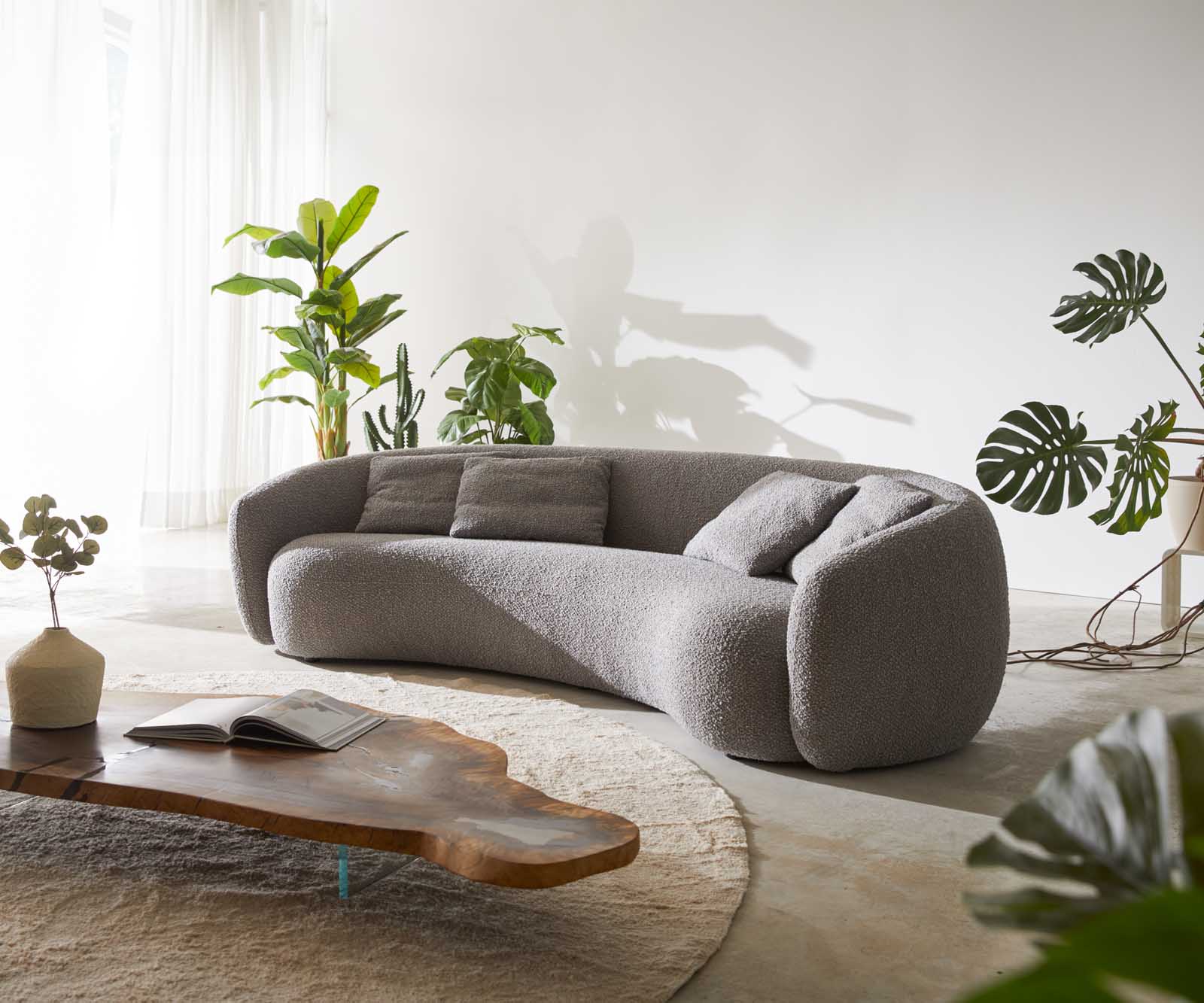 Sofa 3-osobowa Larna 260x120 cm bouclé kremowo-biały 1