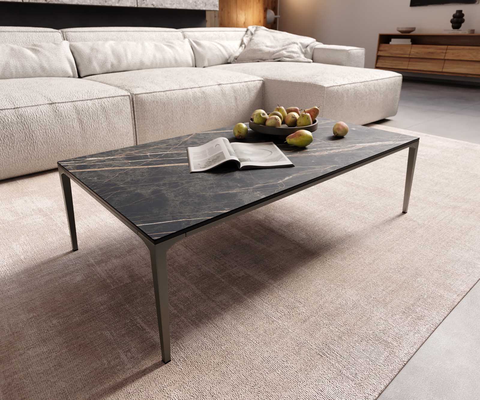 Stolik kawowy Levente 110x60 cm ceramika Laminam® Nero Greco antracyt rama metal czarny 1