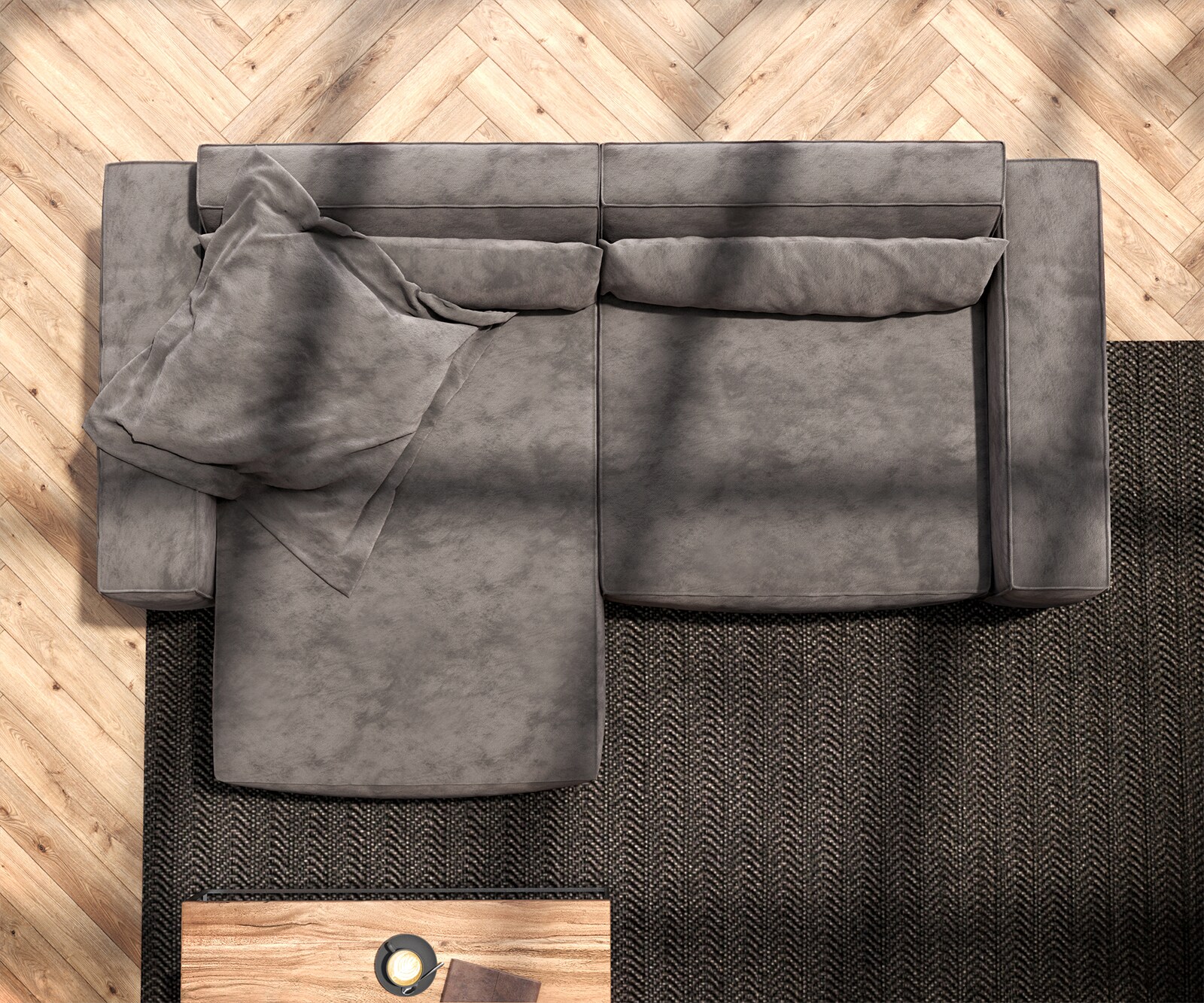 Sofa narożna Sirpio 230x155 cm mikrofibra khaki szezlong z możliwością obustronnego montażu 6