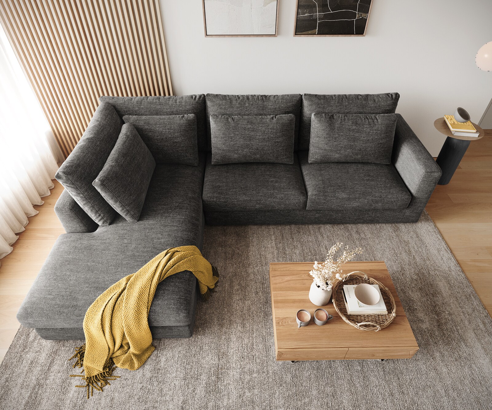Sofa narożna Isla 330x225cm szenil antracyt szezlong lewy 3