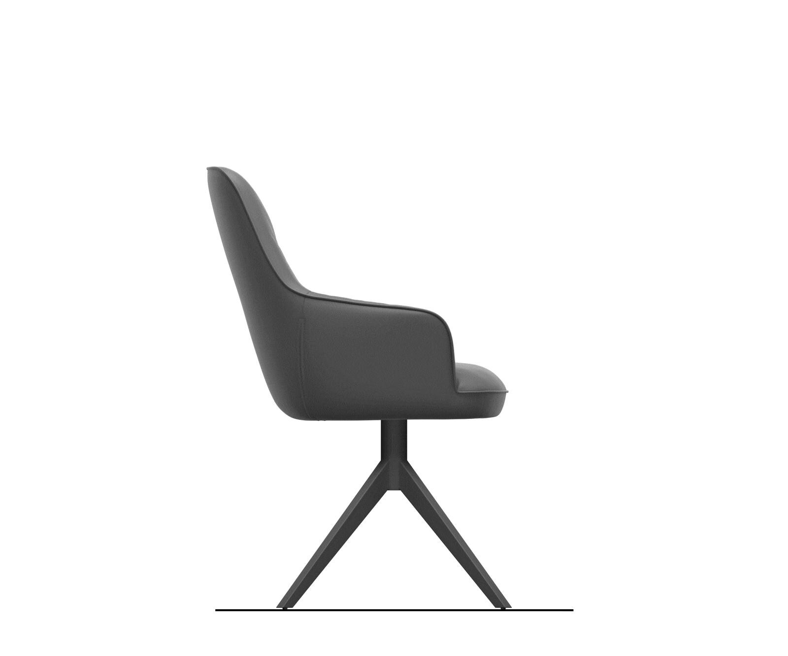 Krzesło Zelia-Flex z podłokietnikami bouclé szaro-brązowy podstawa krzyżowa szeroka metal w kolorze tytanu obracane o 360° funkcja kołyski sprężyny kieszeniowe 8