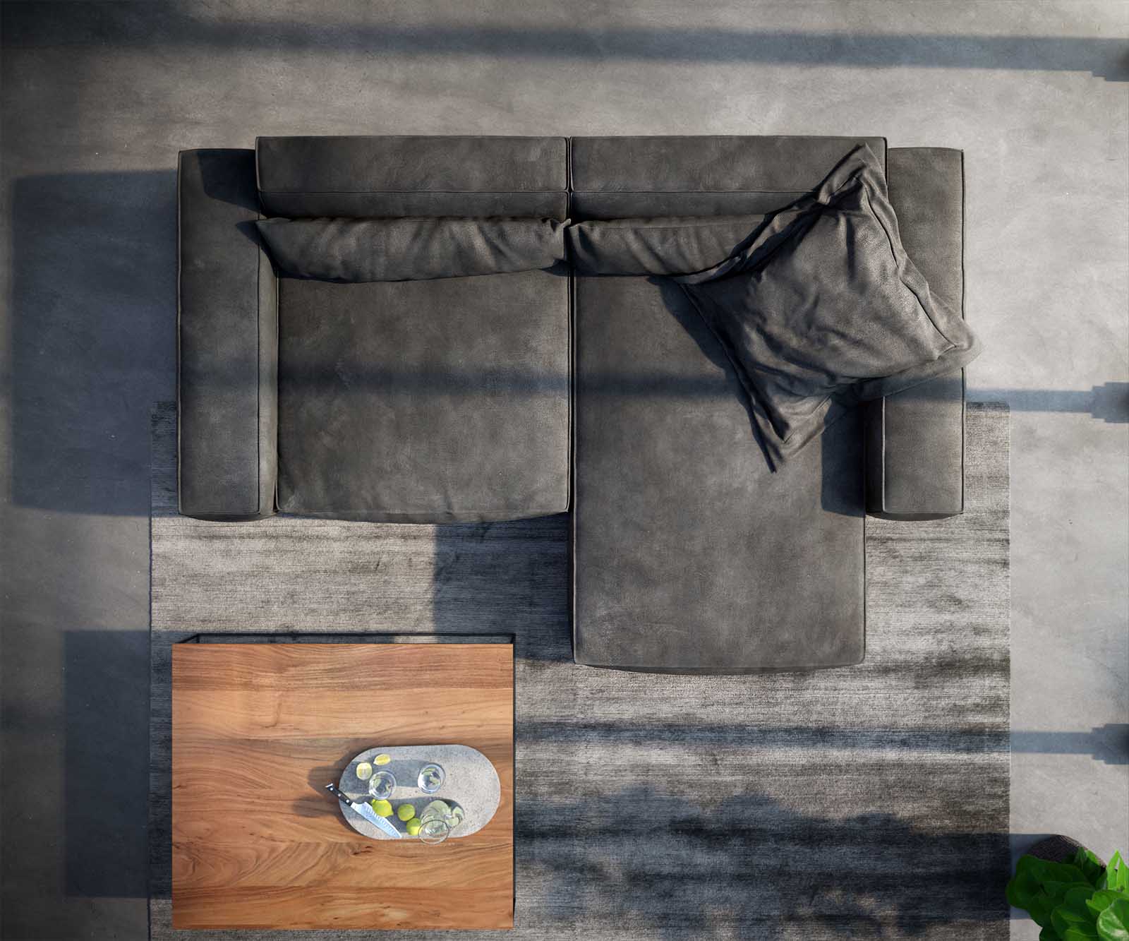 Sofa narożna Sirpio XL 270x170cm skóra ekologiczna antracyt vintage szezlong z możliwością zmiennego ustawienia 3