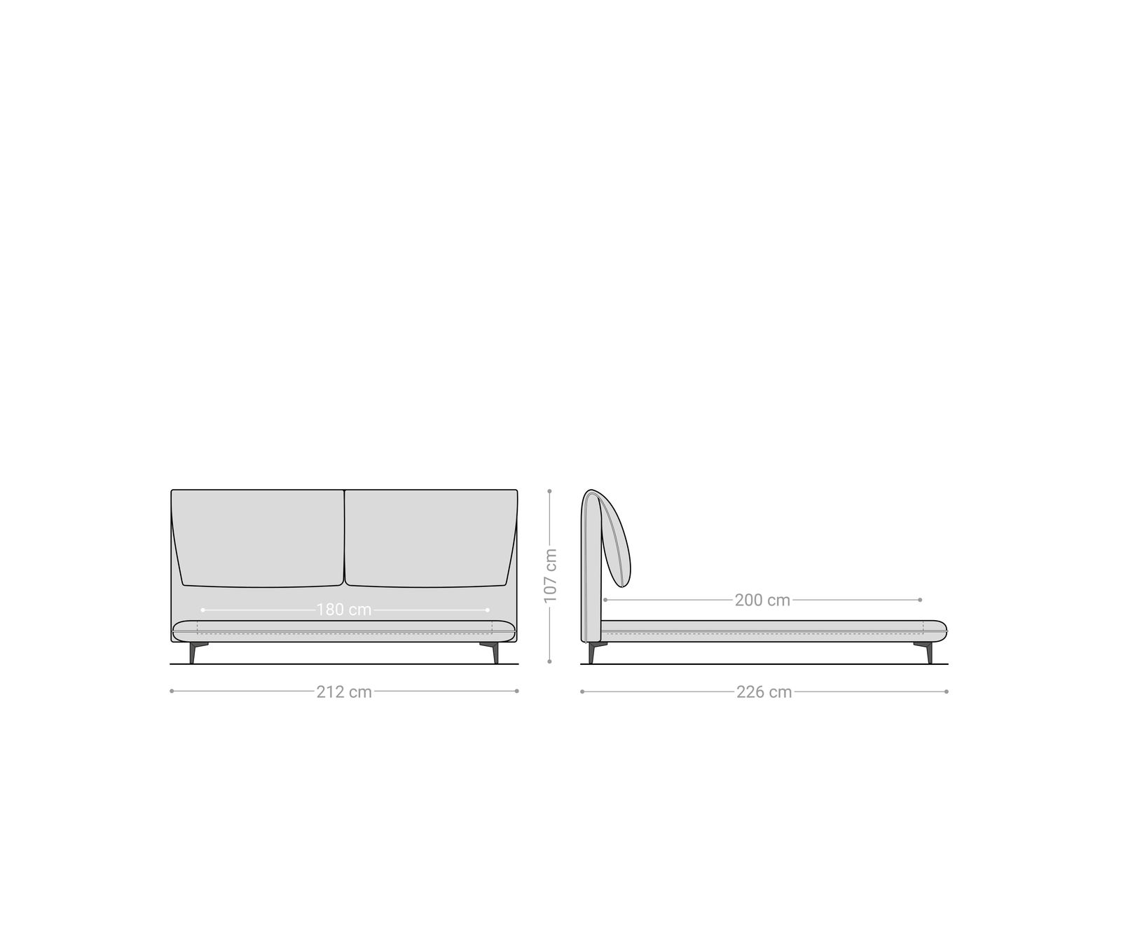 Rama łóżka tapicerowanego Cusino 180x200 cm bouclé kremowo-biały 6