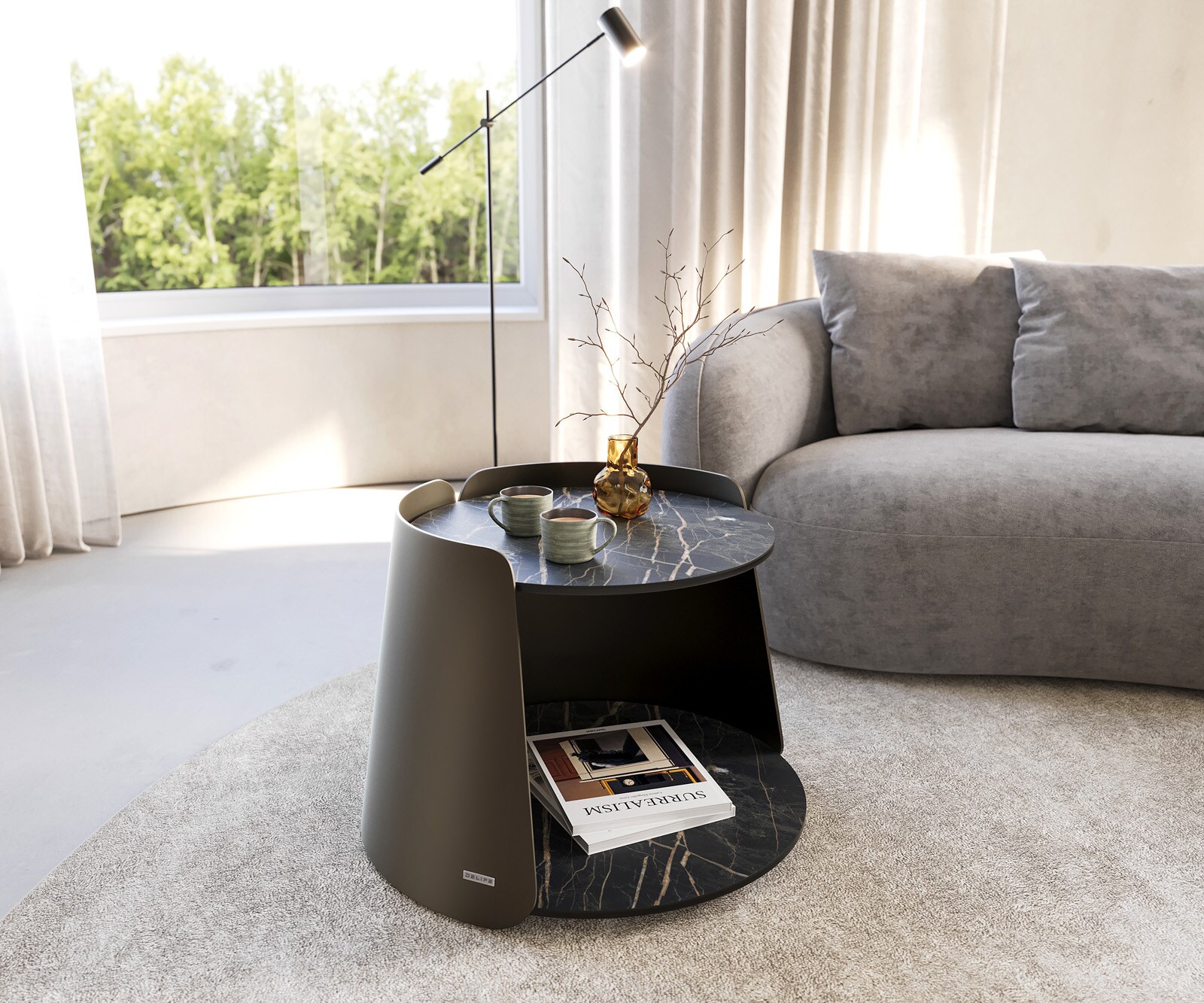 Couchtisch Daban 50x50 cm Keramik Gestell Metall 2