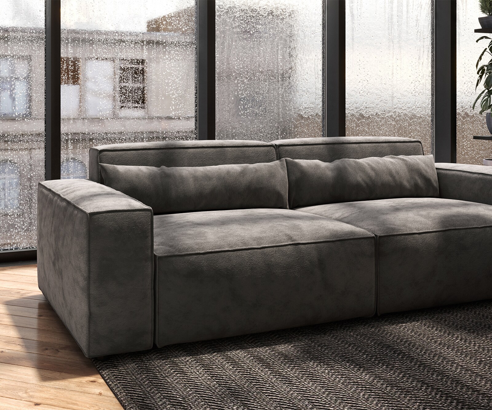 Duża sofa Sirpio 230x95 cm mikrofibra khaki-brąz 6