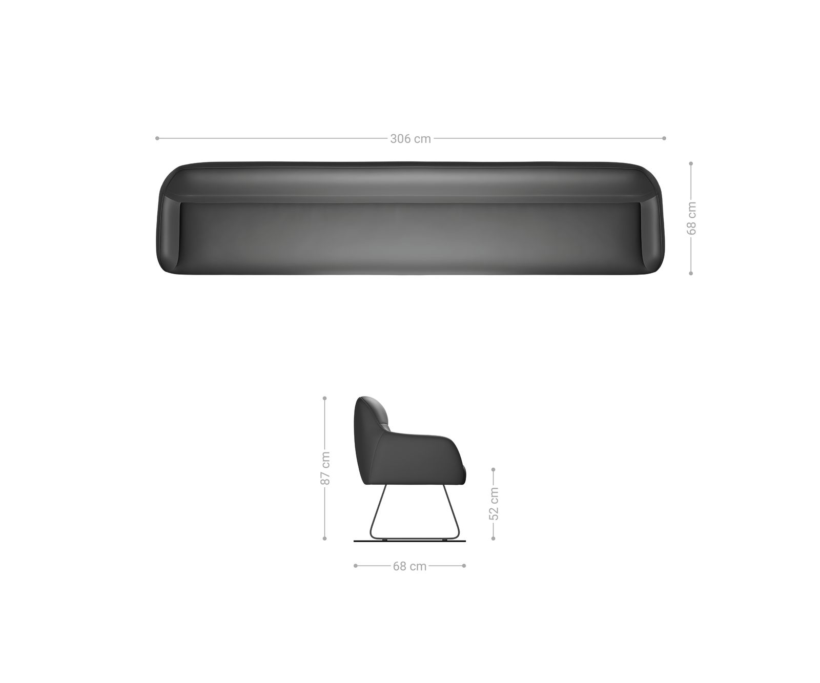 Ławka do jadalni Taya-Flex 300 cm mikrofibra szaro-brązowy vintage podstawa płozowa płaska w kolorze tytanu sprężyny kieszeniowe 8