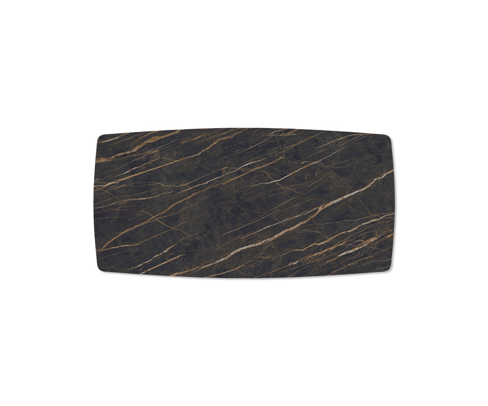 Stół do jadalni Edge kształt beczki 200x100cm ceramika Laminam® Noir Desir brązowy rama V czarna 4