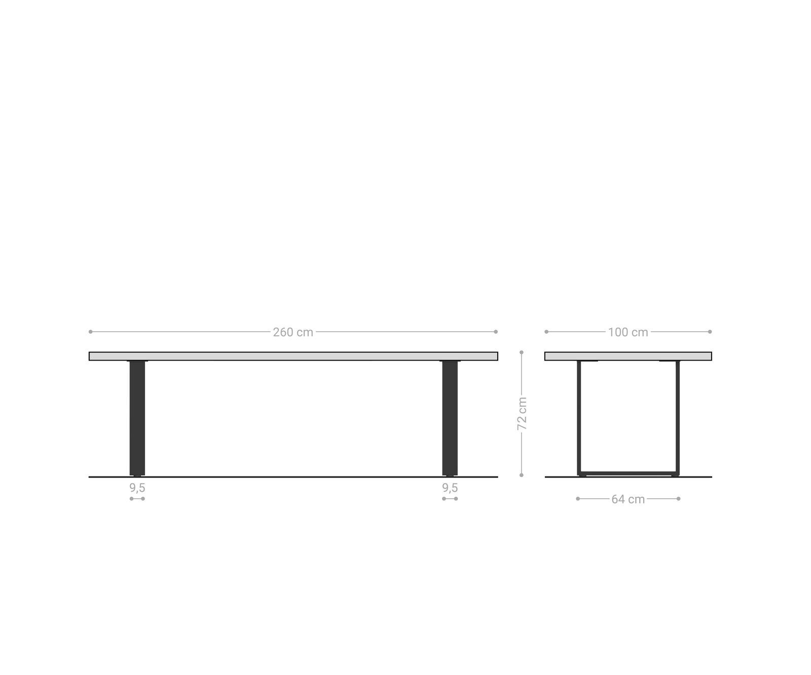 Stół do jadalni Edge 260x100x2,5-3 dąb naturalny rama wąska metal czarny live-edge 9