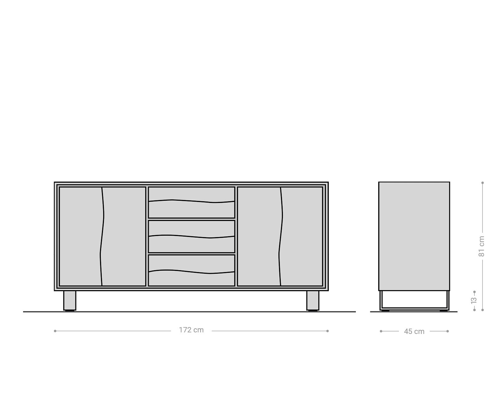 Komoda Live-Edge 170 cm dąb naturalny 3 szuflady 4 drzwi 10