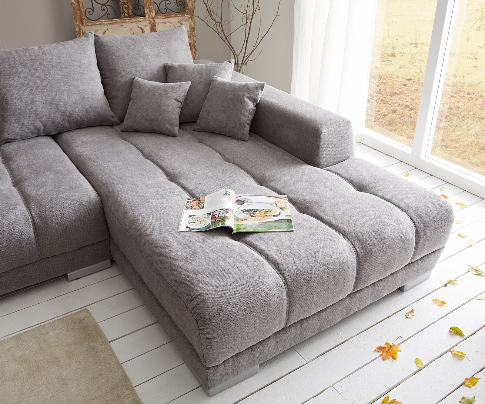 Sofa narożna Josea 300x220 cm mikrofibra kamienny szary szezlong prawy 4