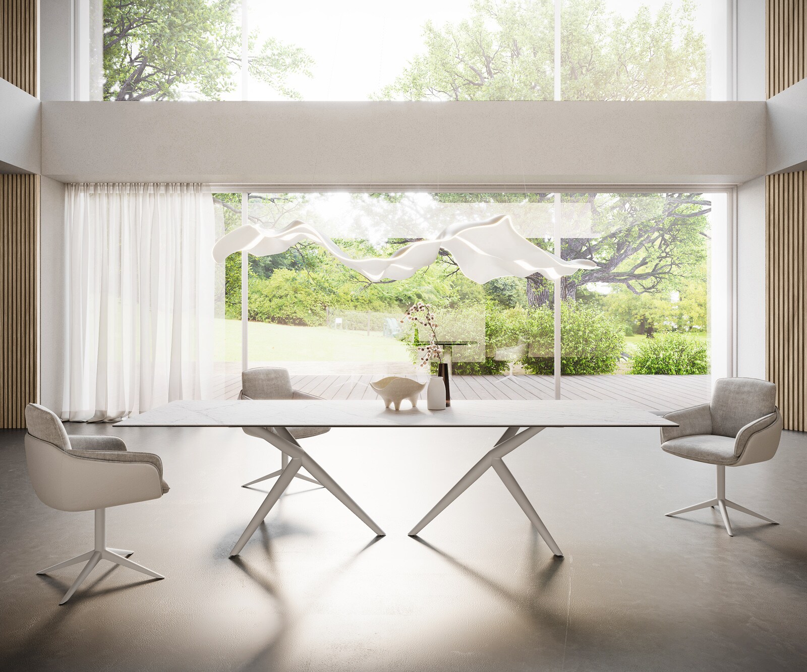 Stół do jadalni Edge 300x100cm ceramika Laminam® Statuarietto biały rama Estelar metal biały 4