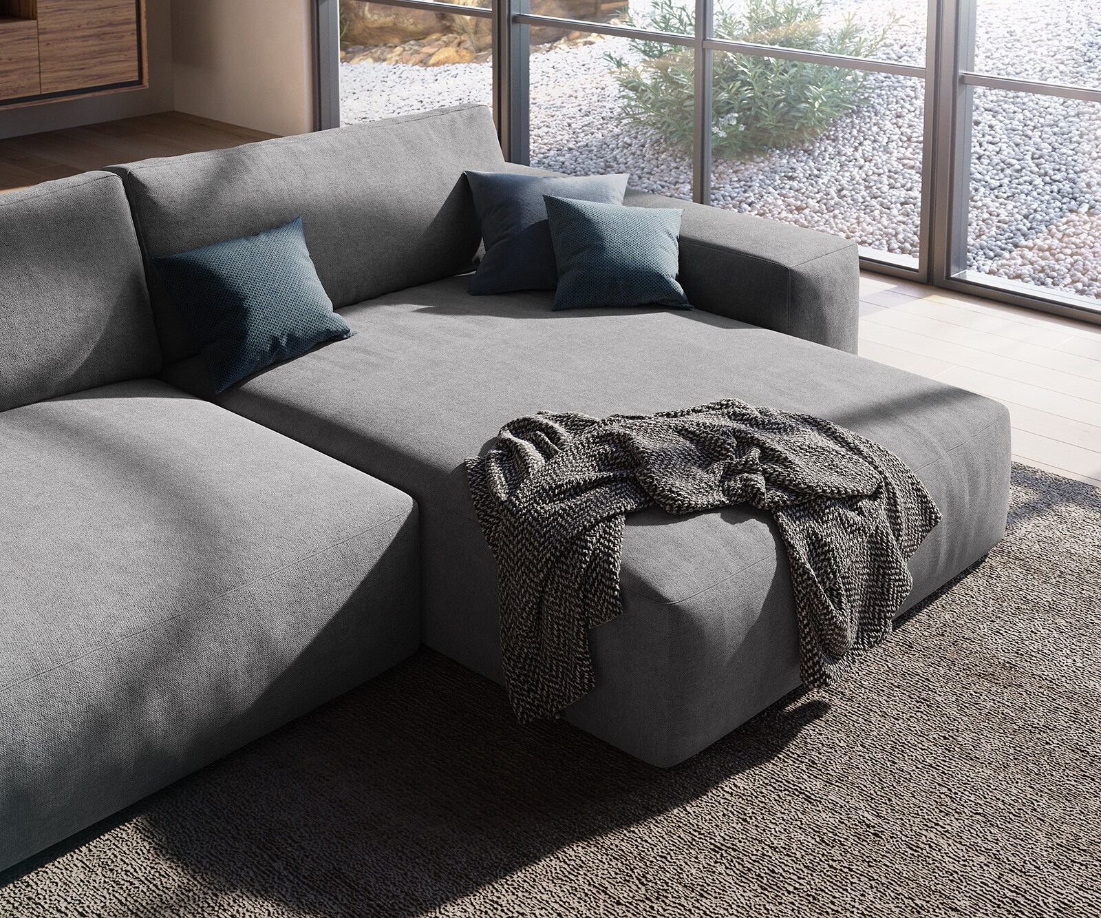 Sofa narożna Lanzo XL 380x180cm mikrofibra szara szezlong z możliwością zmiennego ustawienia 5