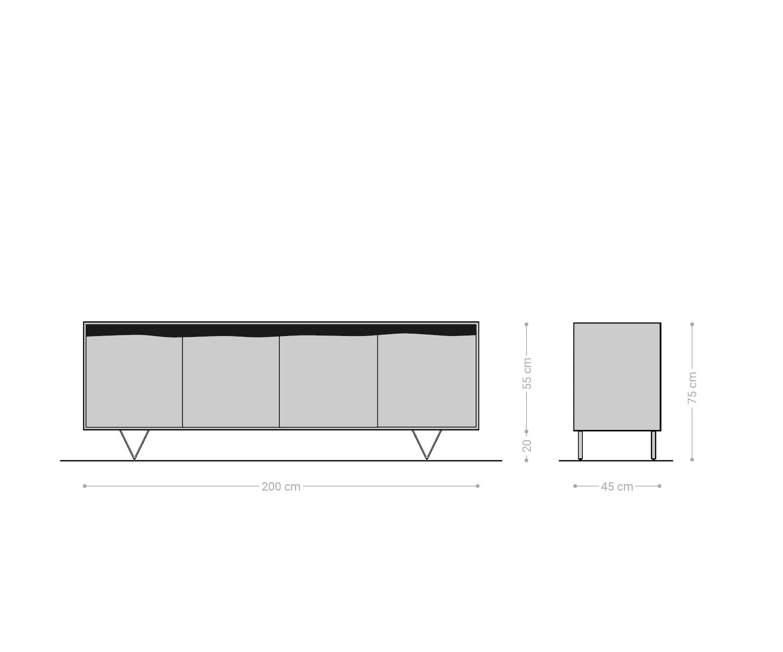 Komoda Stonegrace 200x45 cm akacja naturalna 4 drzwi live-edge 6