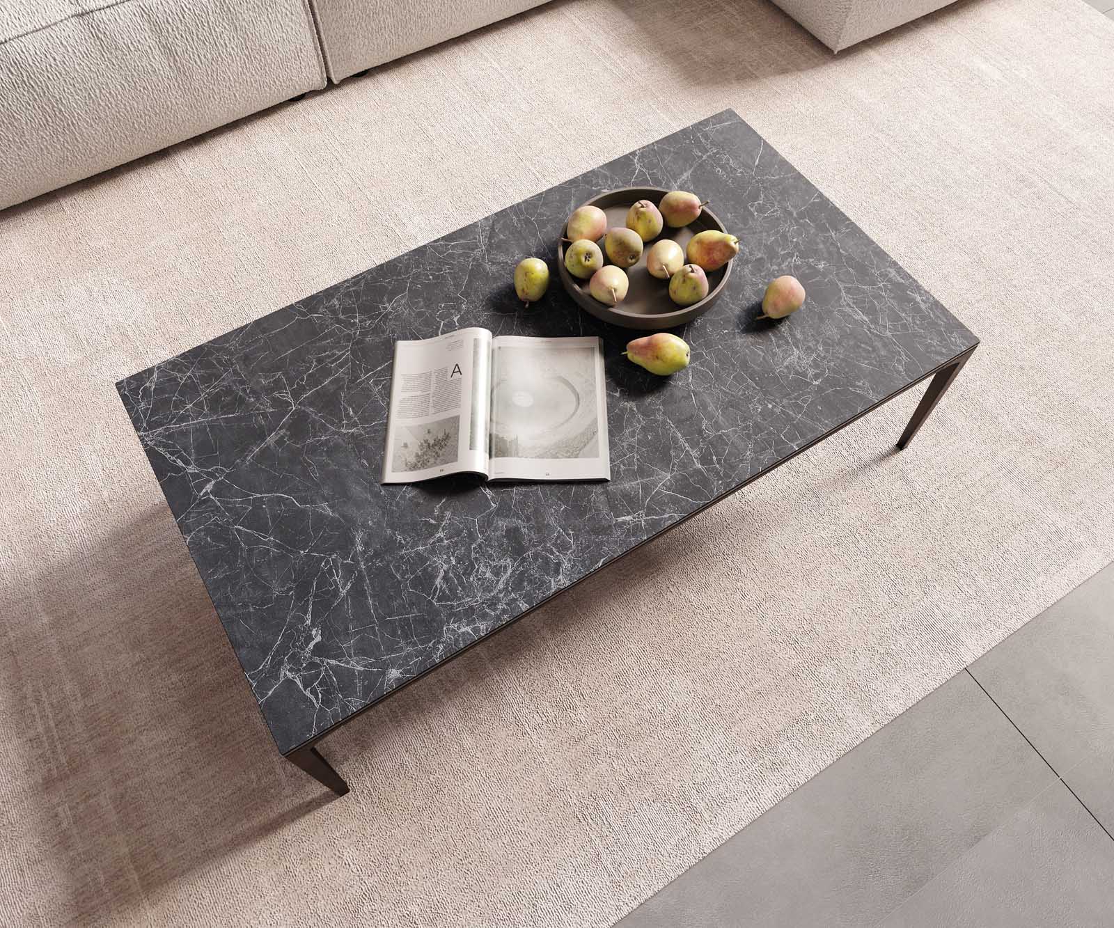 Stolik kawowy Levente 110x60 cm ceramika Laminam® Nero Greco antracyt rama metal czarny 4