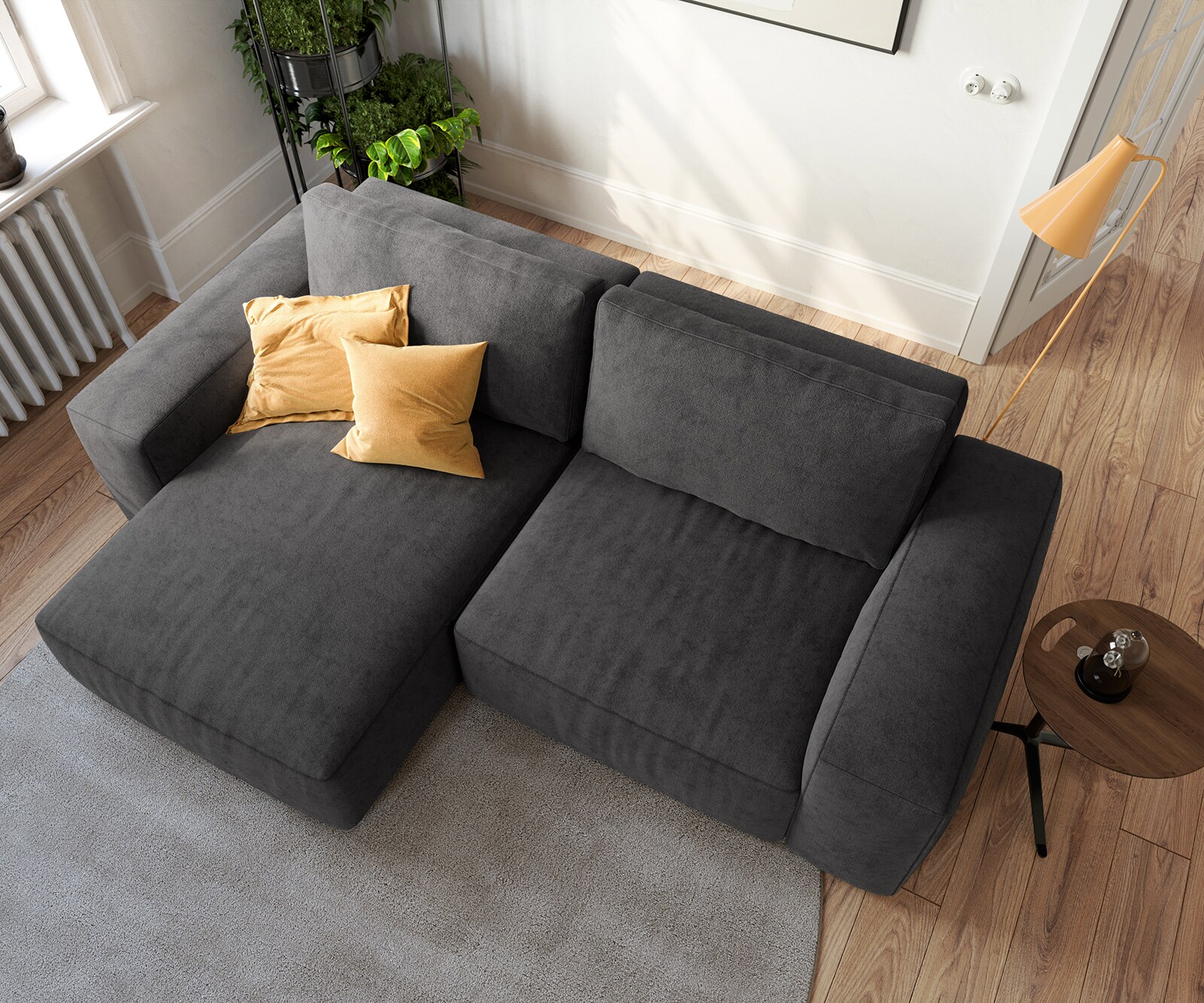 Sofa narożna Lanzo L 260x160 cm mikrofibra czarna szezlong z możliwością obustronnego montażu 4