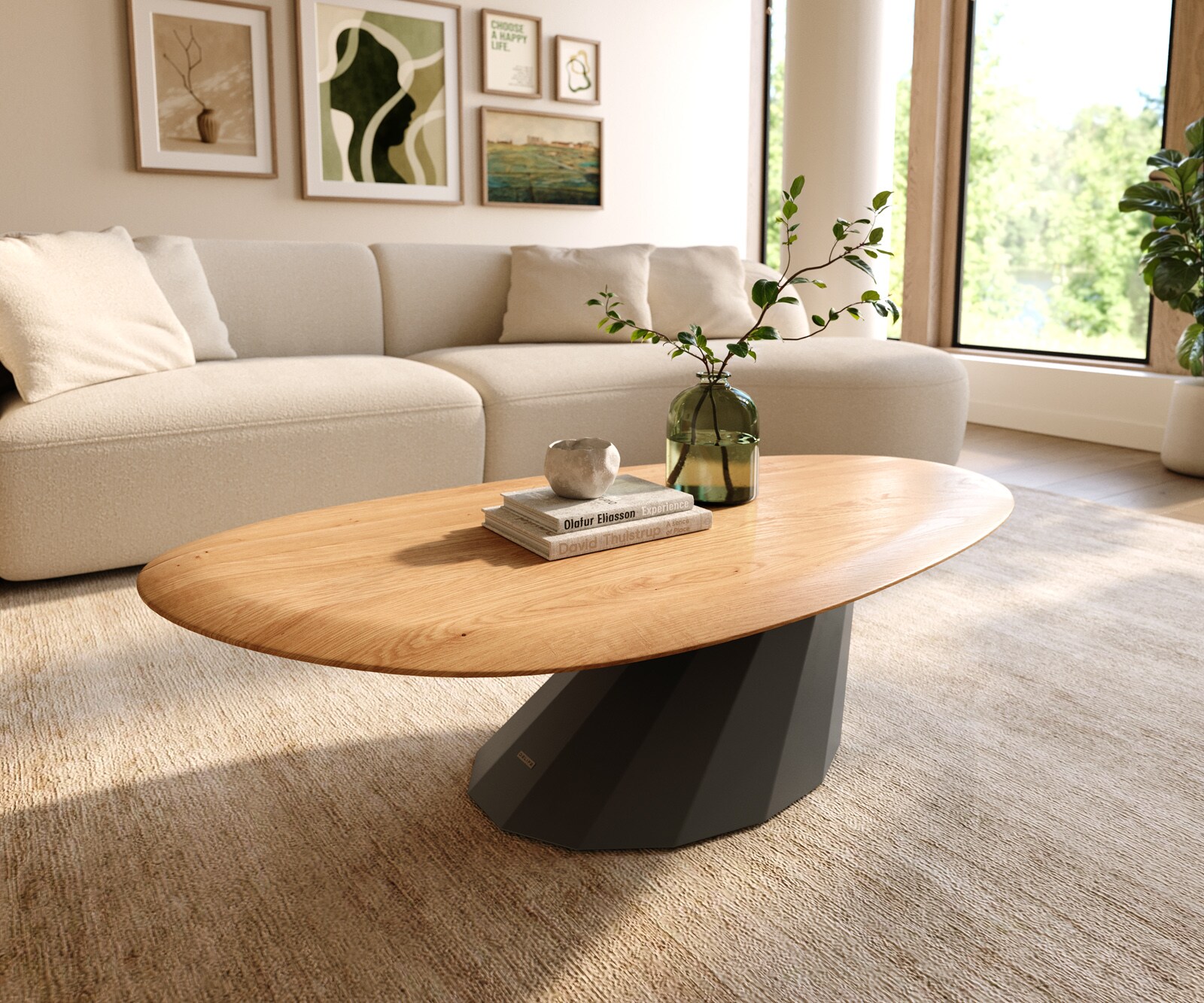 Stolik kawowy Edge lite drewno owalny 2