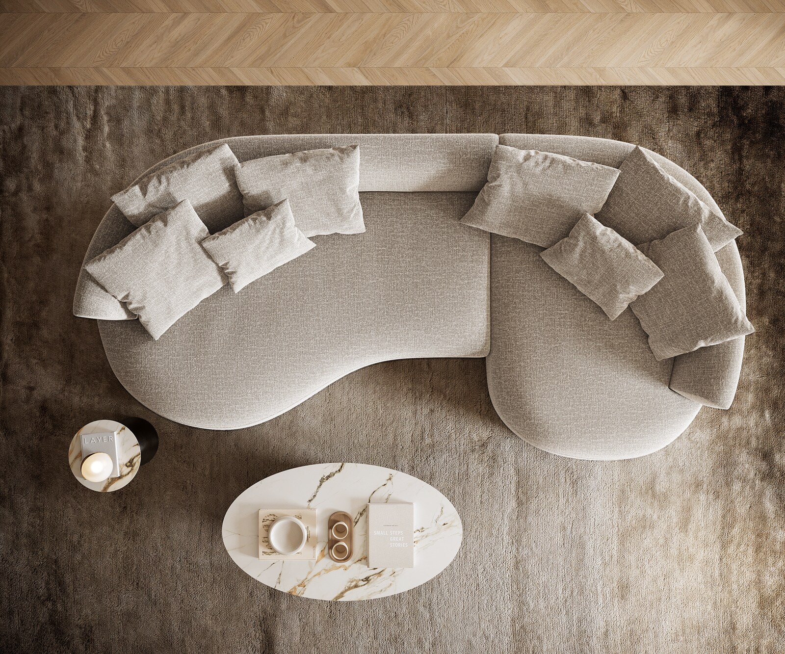 Duża Sofa Edina 330x170 cm miękka tkanina płócienna beżowa 5