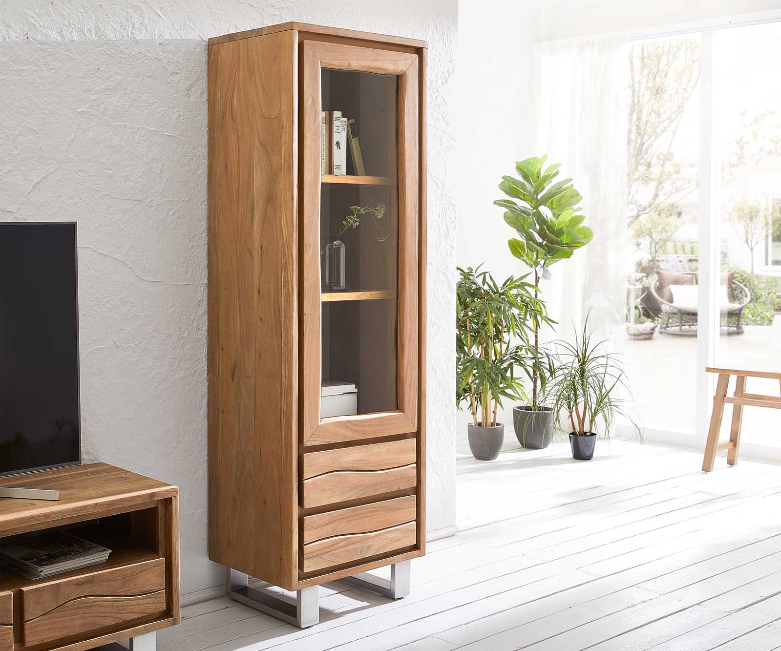 Witryna Live-Edge 60x190cm akacja naturalna live-edge 1 drzwi 2 szuflady 1