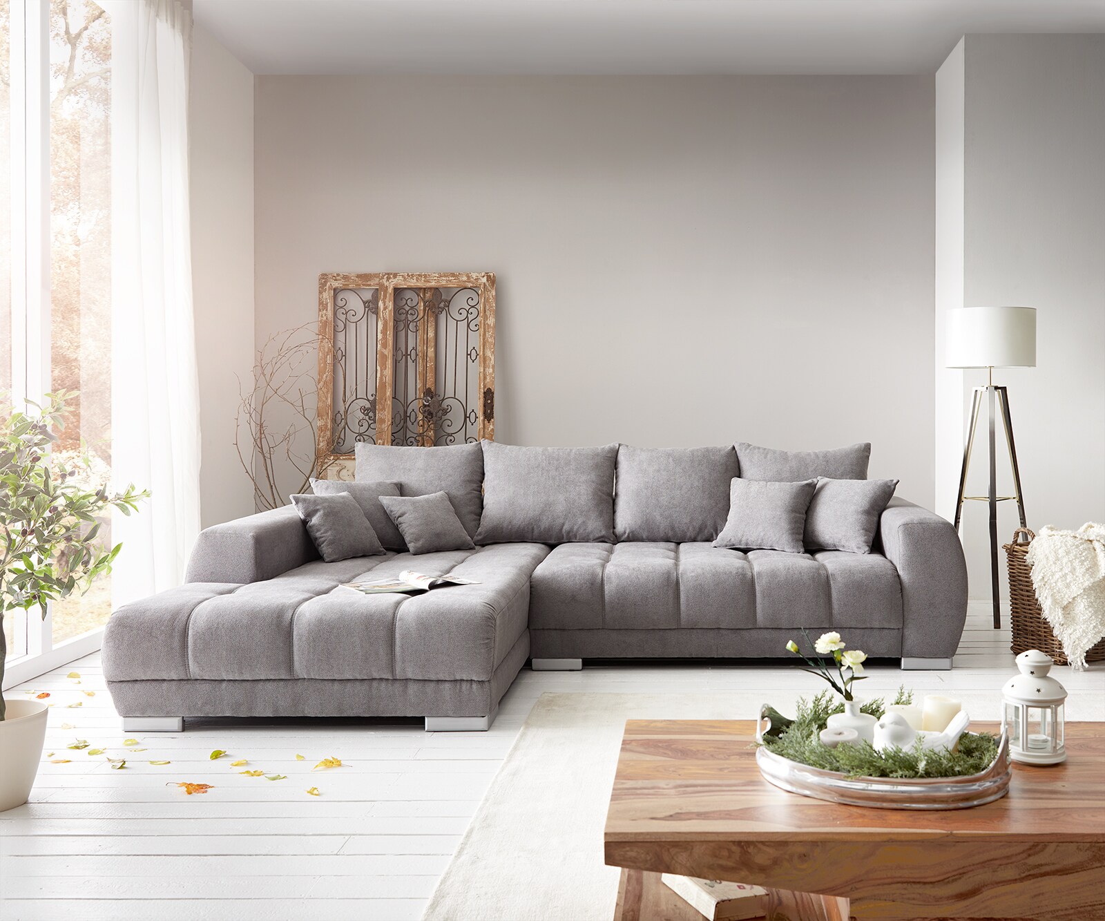 Sofa narożna Josea 300x220 cm mikrofibra kamienny szary szezlong lewy 1