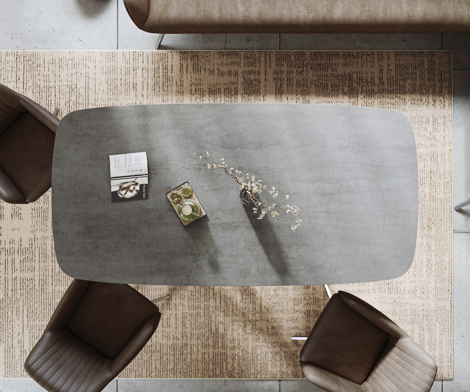 Stół do jadalni Edge Boot 200x100 cm ceramika Beton szary rama Cross stal nierdzewna 5