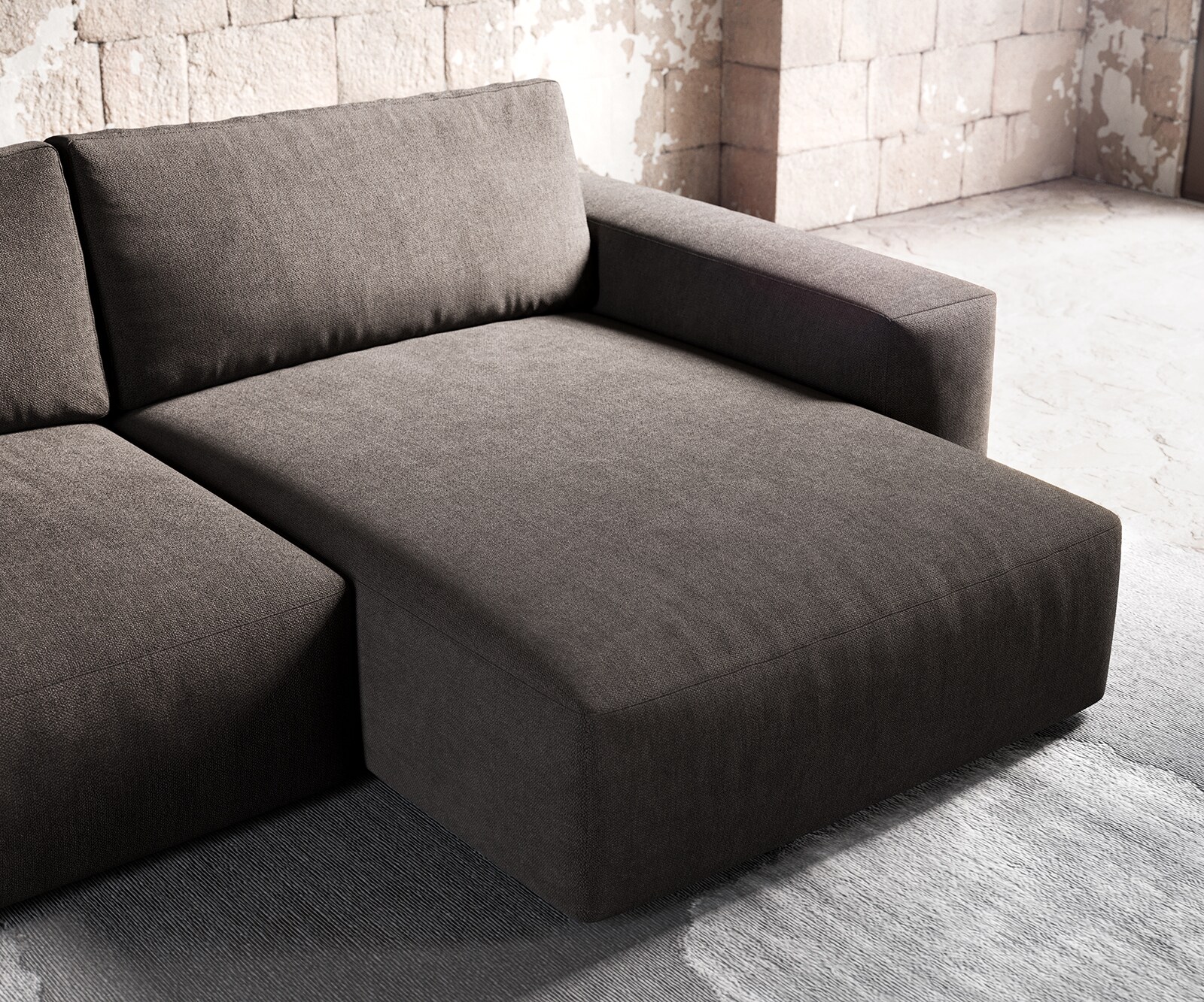 Sofa narożna Lanzo XL 270x180cm mikrofibra brąz khaki szezlong z możliwością zmiennego ustawienia 5