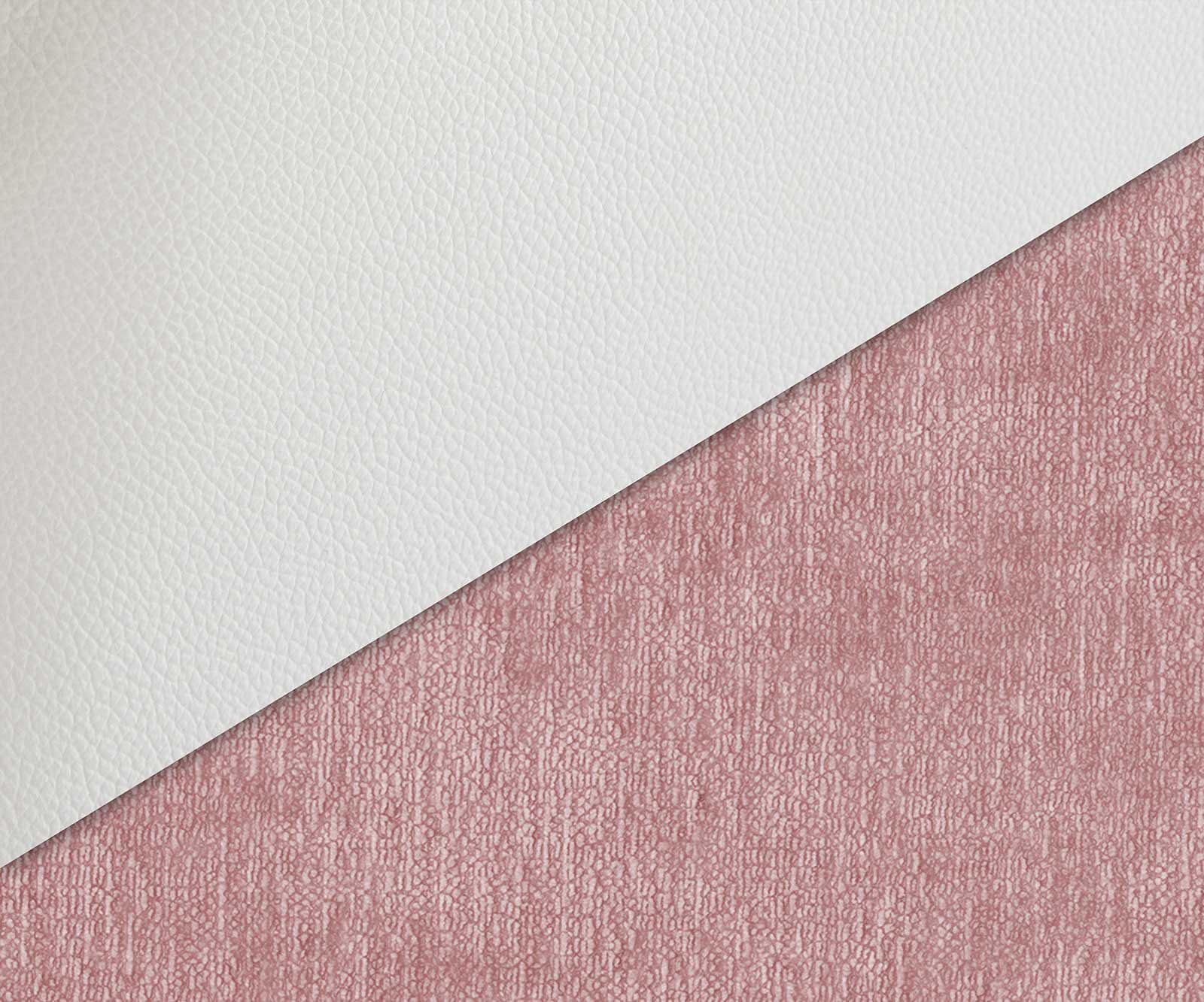 Krzesło do jadalni Luan-Flex z podłokietnikami mieszanka materiałów skóra naturalna/szenil kolor biało-różowy rama wspornikowa płaska biała 2