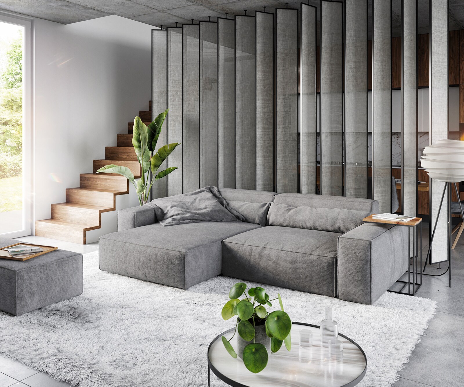 Sofa narożna Sirpio XL 270x170cm mikrofibra czarna szezlong z możliwością zmiennego ustawienia z pufem 4
