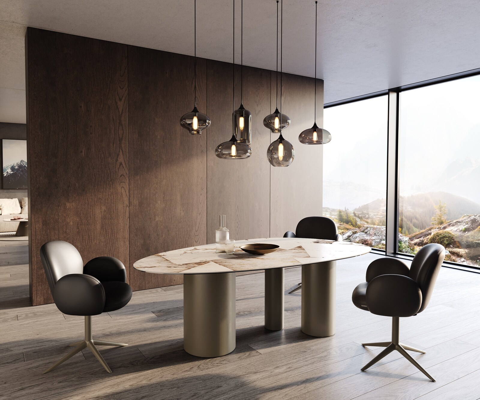 Stół do jadalni Edge owalny 220x120 cm ceramika Iris FMG Patagonia Lappato rama Troa metal w kolorze tytanu 6