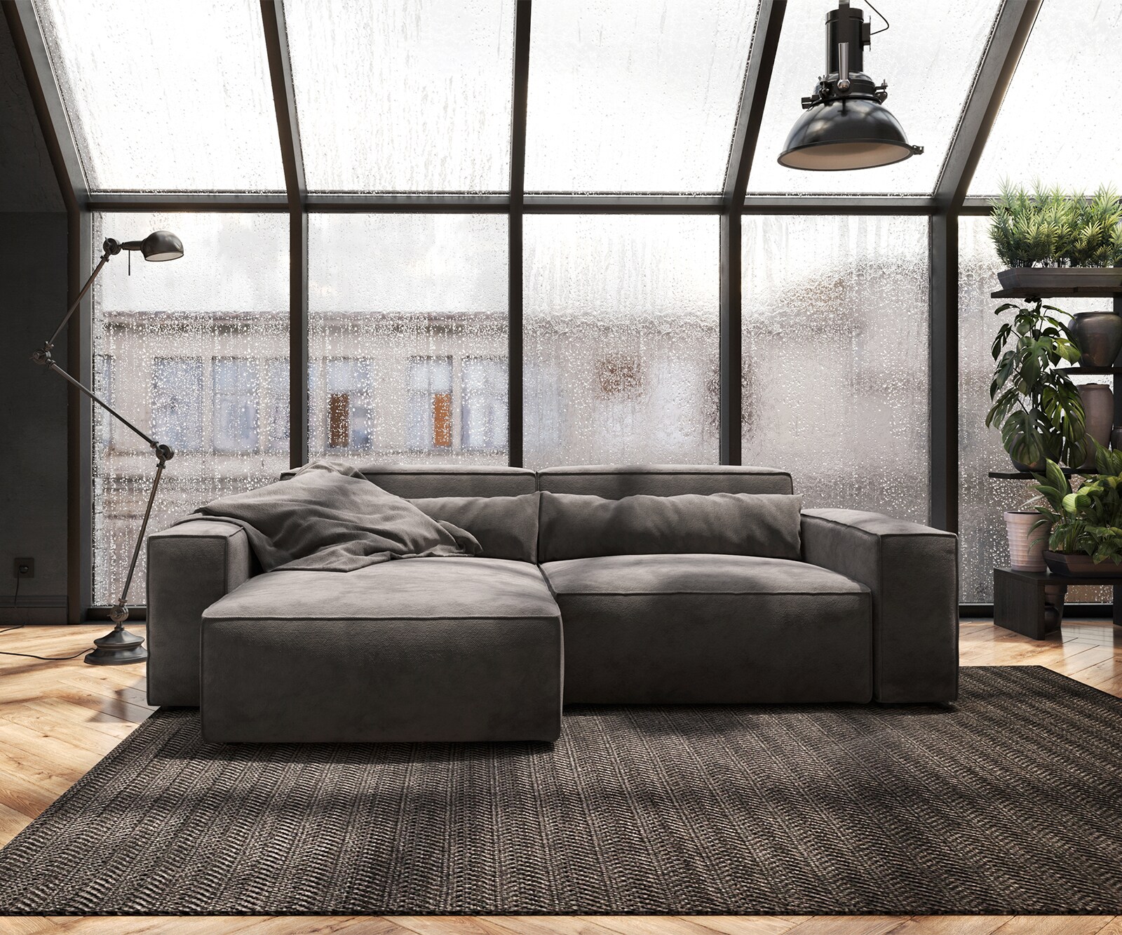 Sofa narożna Sirpio 230x155 cm mikrofibra khaki szezlong z możliwością obustronnego montażu 2