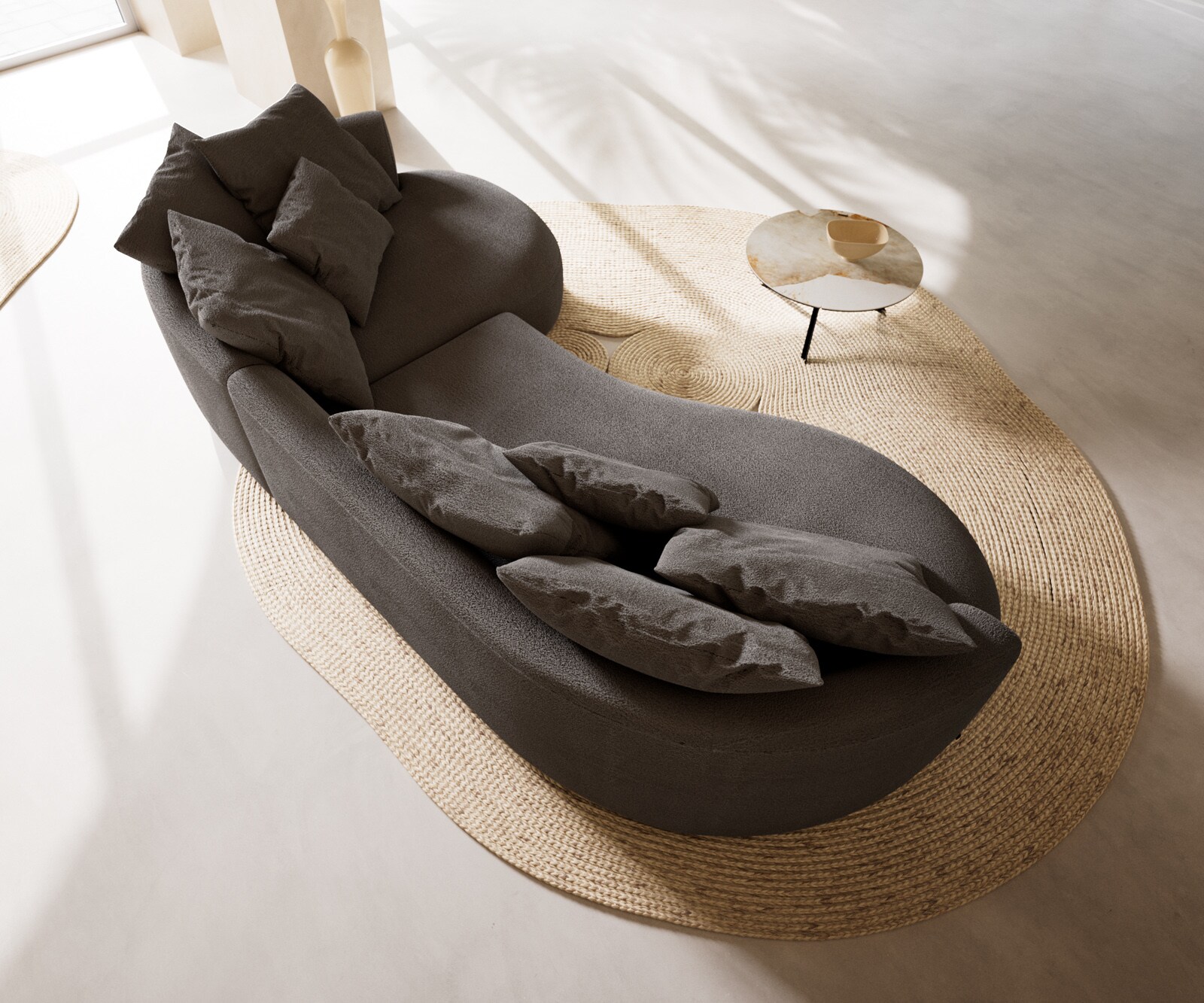 Duża Sofa Edina 330x170 cm miękka tkanina boculé szaro-brązowy 5