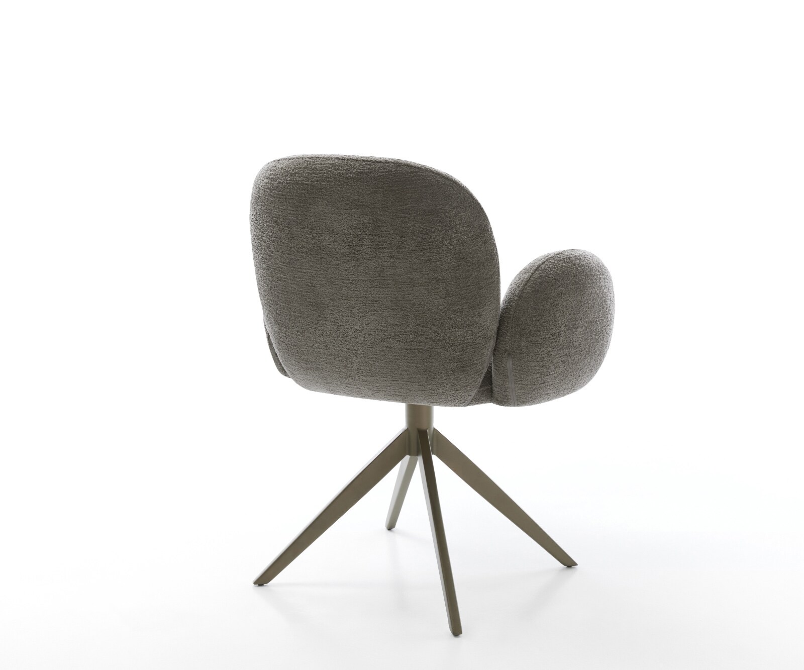 Krzesło do jadalni Nube-Flex z podłokietnikami bouclé kolor ziemisty rama krzyżowa szeroka kolor tytanowy obracane o 360° funkcja kołyski ze sprężynami kieszeniowymi 5