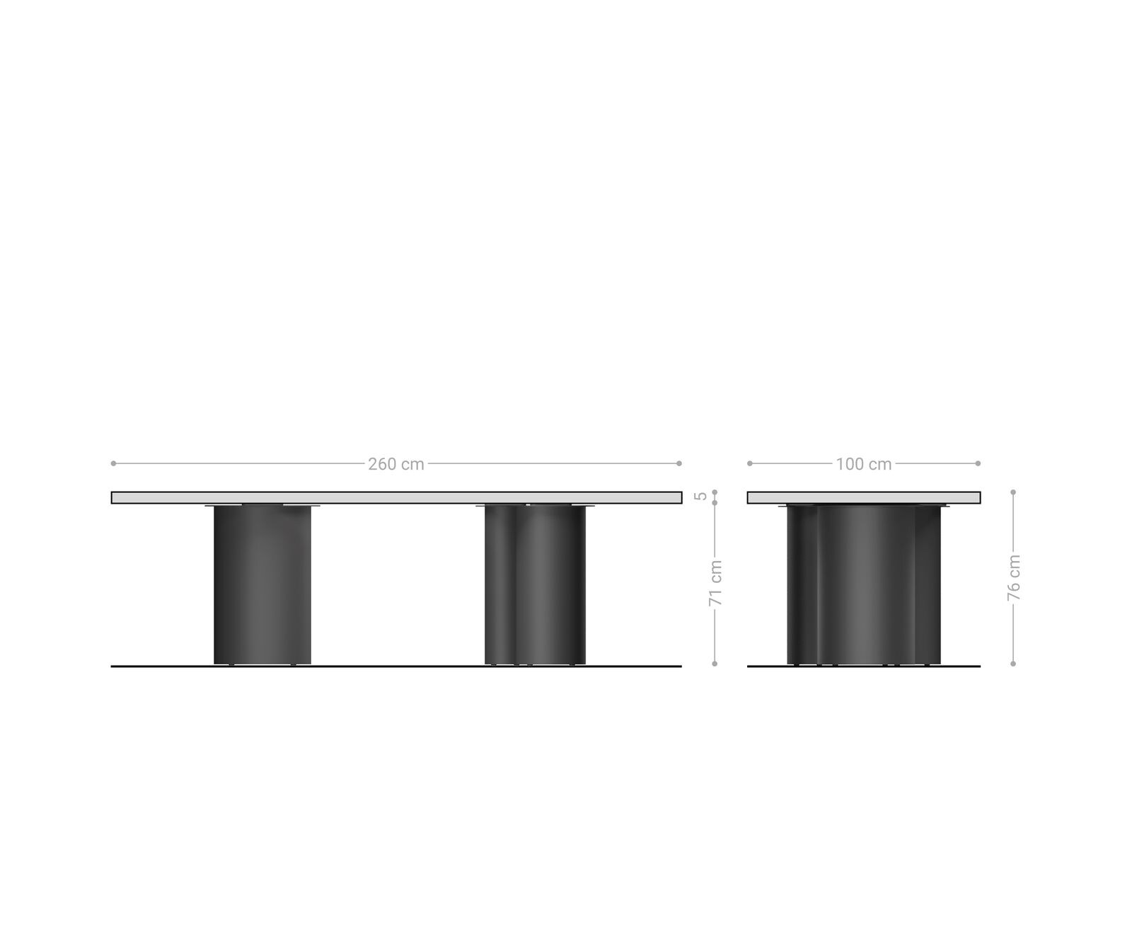 Stół do jadalni Edge 260x100 cm XL akacja brązowa rama Troa metal w kolorze tytanu 5
